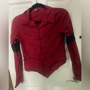 Red Super Low Fat long sleeve button vintage shirt hot topic 90s goth hot topic